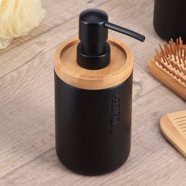 Tendance - Polyresin-seifenspender 280 Ml - Mattschwarz Bambus