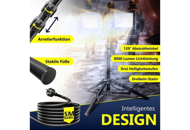 Masko® Led Baustrahler Mit Stativ, Fernbedienung - 2x50w Schwarz