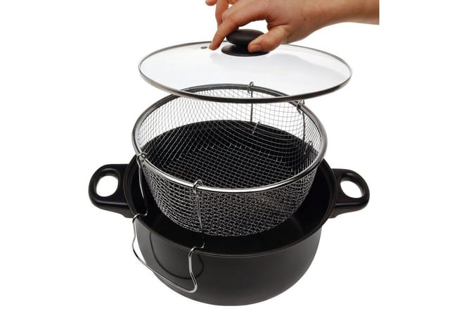 Frittiertopf Mit Sieb, Kochtopf, 3,6 Liter, Campingkocher, ∅26 Cm, Metall