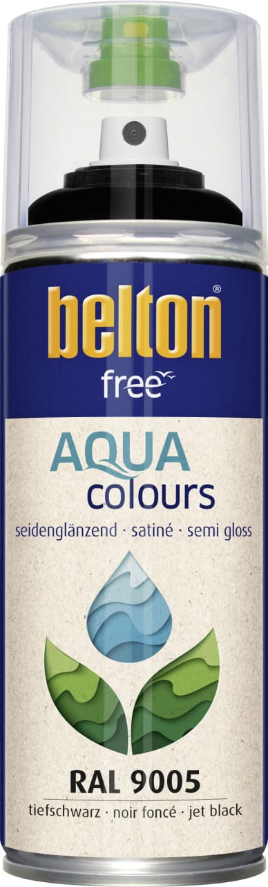 Free Lackspray Aquacolours 400 Ml Tiefschwarz Seidenglanz Sprühlacke - Belton