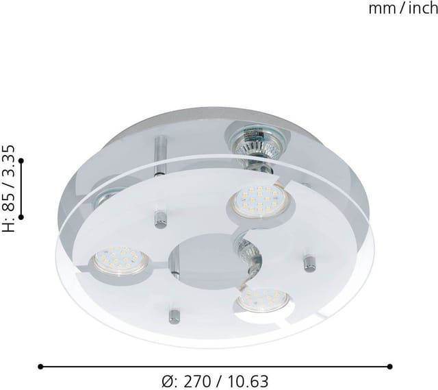 Eglo Cabi Metall Chrom Gu10 Designer Deckenleuchte, 3 X 3 W Eglo