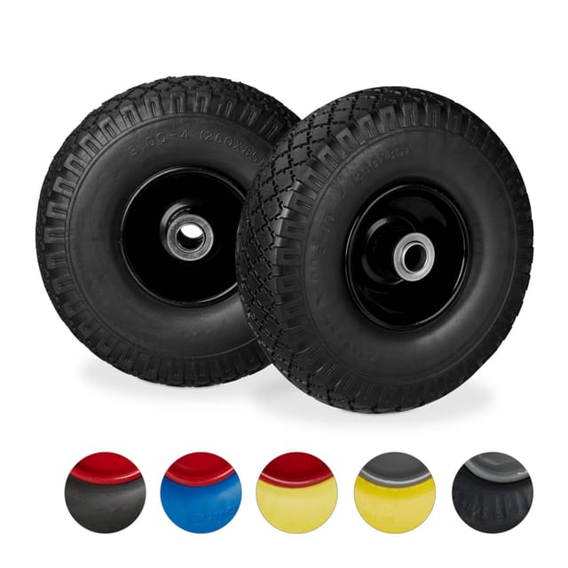 4 X Sackkarrenrad, Pannensichere Vollgummireifen, 3.00-4 Stahlfelge, 20mm Achse, 100kg, Ersatzrad 260 X 85 Mm, Schwarz