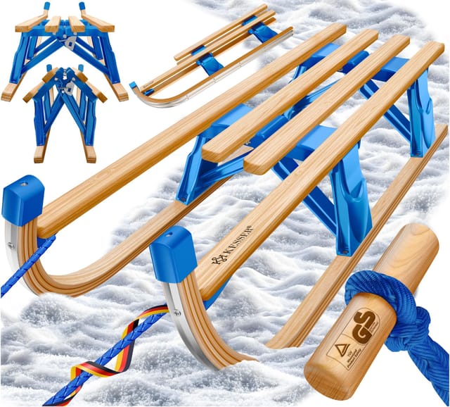 Kesser® Holzschlitten Faltbar Aus Buchenholz, Mit Lehne - Blau, Ohne Lehne
