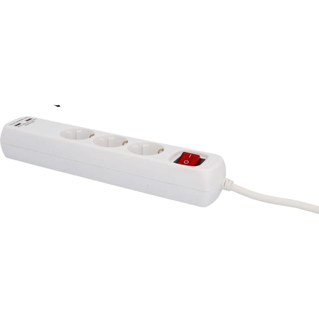 Unitec - Steckdosenleiste 3-fach 2 X Usb Weiß Schutzkontaktsteckdosen Kabellänge: 1,4 M