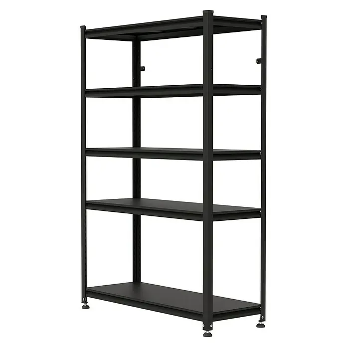 Regalux Metallregal Style M (H x B x T: 175 x 120 x 45 cm, Traglast pro Boden: 150 kg, Anzahl Böden: 5 Stk., Stecken, Schwarz)