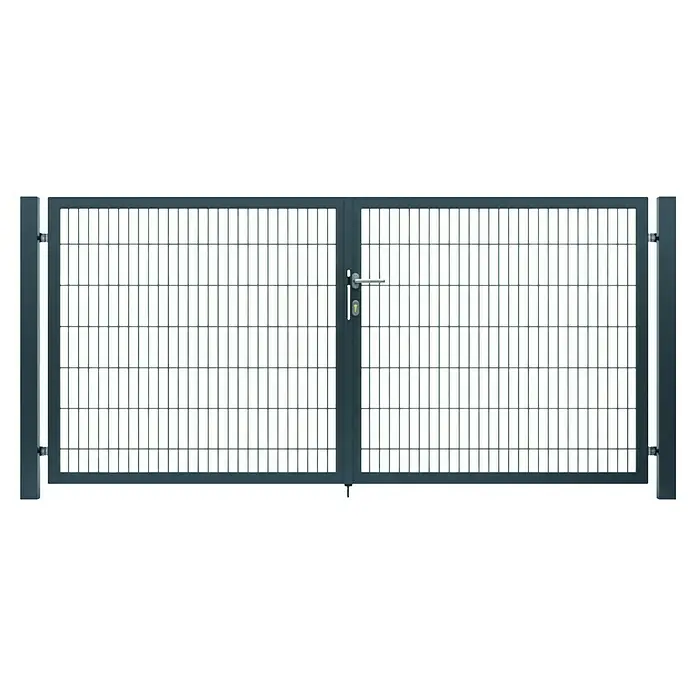 FA-Bausysteme Zauntor Vollrahmen (3 x 1,6 m, Stahl, Anthrazit, 2-Flügel)