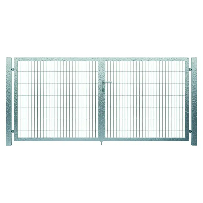 FA-Bausysteme Zauntor Vollrahmen (3,5 x 1,8 m, Stahl, Zink, 2-Flügel)