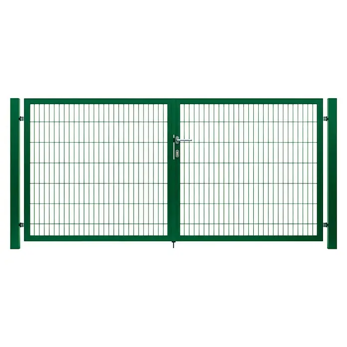 FA-Bausysteme Zauntor Vollrahmen (3,5 x 1,4 m, Stahl, Moosgrün, 2-Flügel)