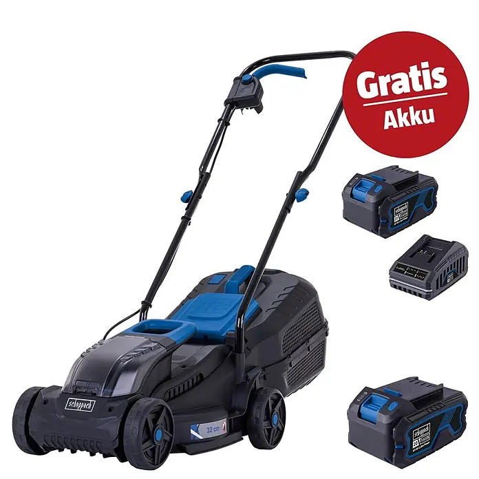 Scheppach IXES 20V Akku-Rasenmäher-Set BC-MP320-X (20 V, 2 Akkus, 4 Ah, Schnittbreite: 32 cm)