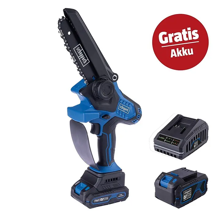 Scheppach IXES 20V Akku-Kettensägen-Set BC-PS150-X Set S (20 V, 2 Ah, Anzahl Akkus: 2 Akkus)