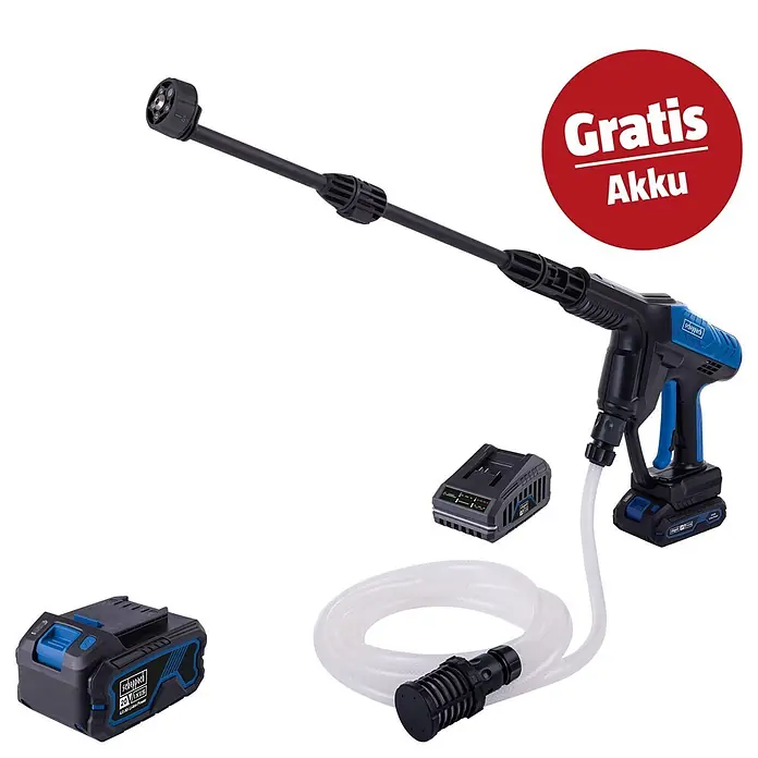 Scheppach IXES 20V Akku-Druckreiniger-Set C-HPG35-X Set S (20 V, 1 Akku, 2 Ah, Fördermenge: 180 l/h)