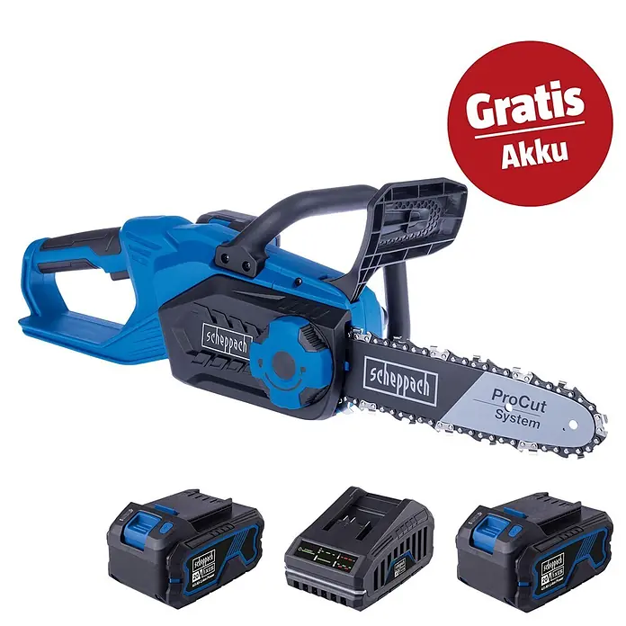 Scheppach IXES 20V Akku-Kettensägen-Set C-CS254-X Set L (20 V, 4 Ah, Anzahl Akkus: 2 Akkus, Schwertlänge: 20 cm)