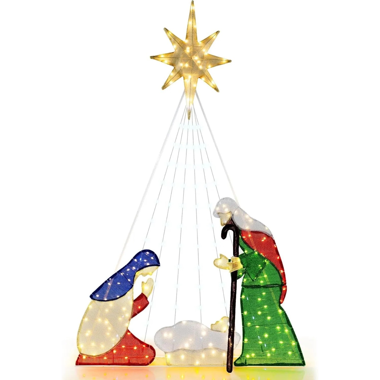 Costway Krippe Weihnachten Weihnachtskrippe für Außen Innen 180cm