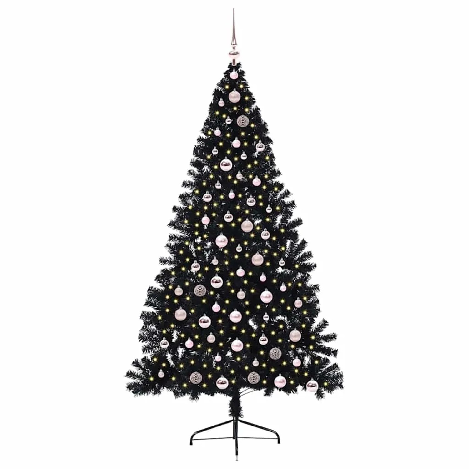 vidaXL Künstlicher Vorbeleuchteter Weihnachtsbaum Schwarz 210 cm PVC 3397156