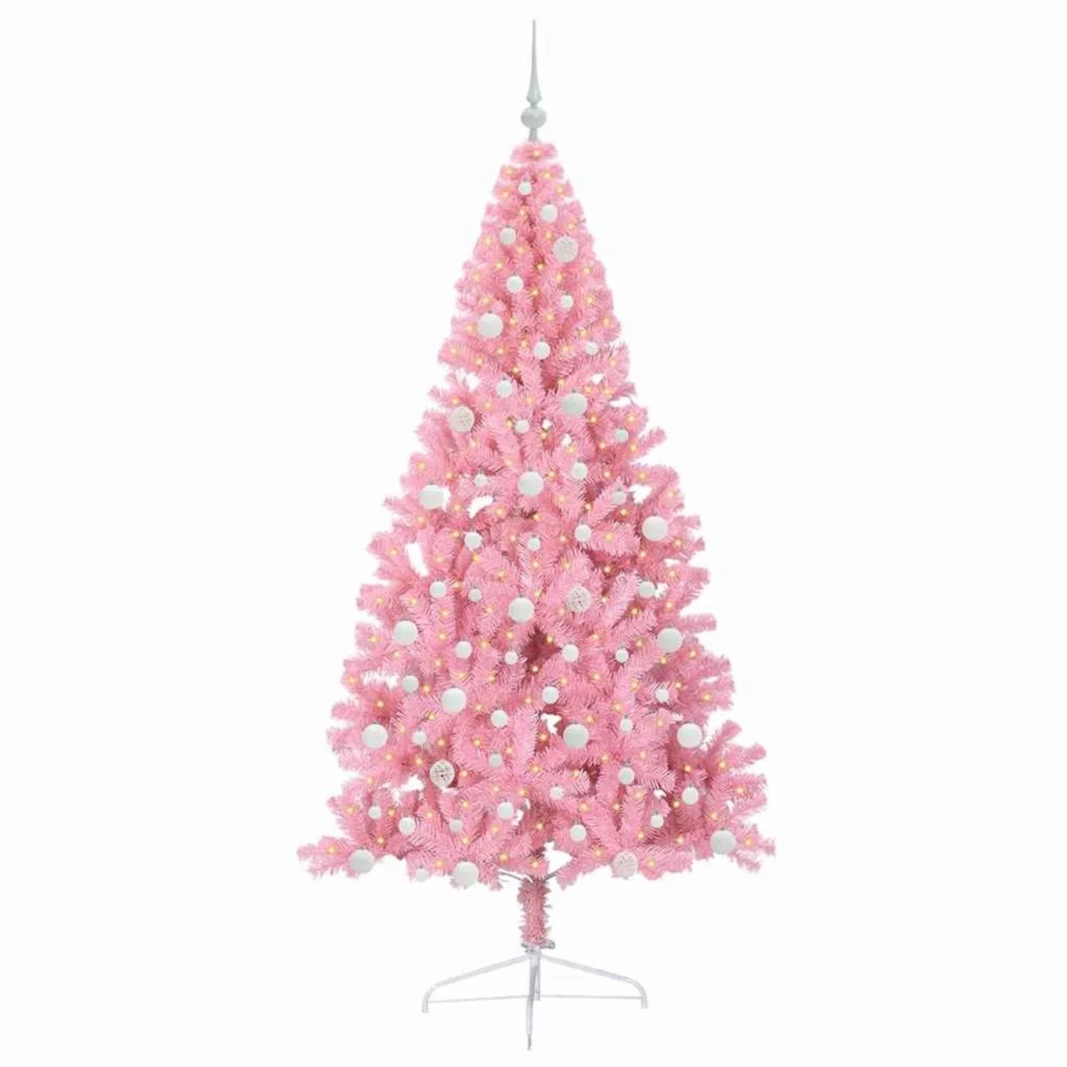 vidaXL Künstlicher Vorbeleuchteter Weihnachtsbaum Rosa 210 cm PVC 3397092