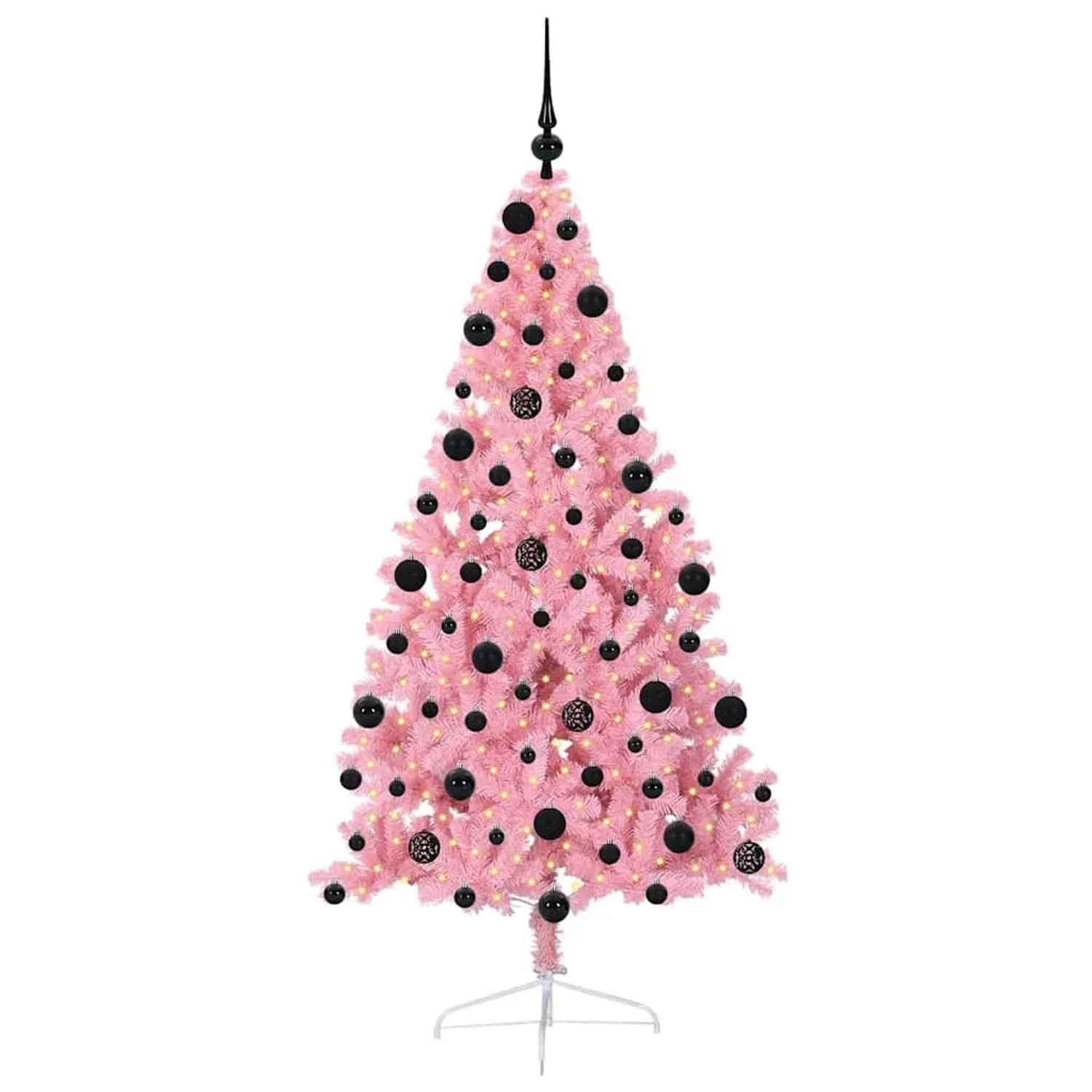 vidaXL Künstlicher Vorbeleuchteter Weihnachtsbaum Rosa 210 cm PVC 3397090