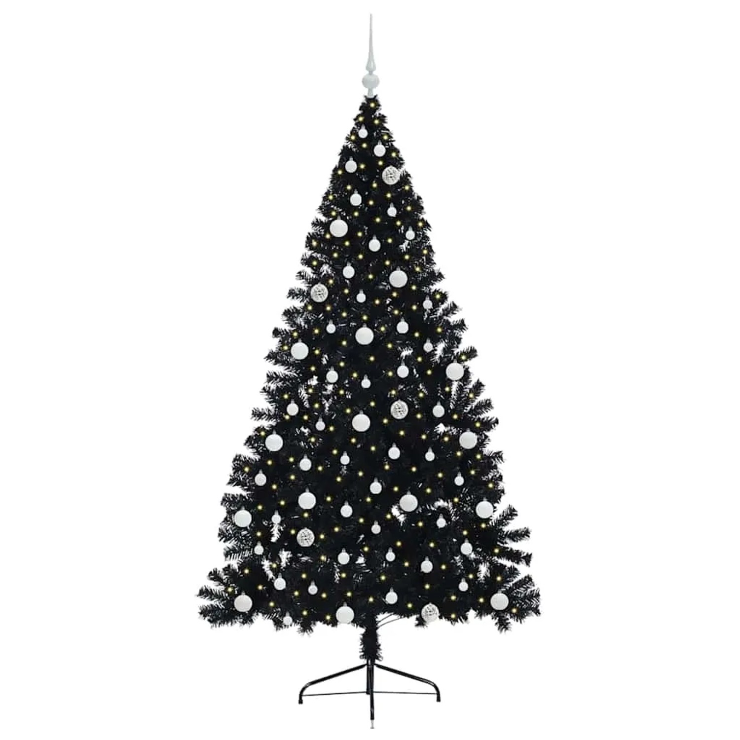 vidaXL Künstlicher Vorbeleuchteter Weihnachtsbaum Schwarz 210 cm PVC 3397157