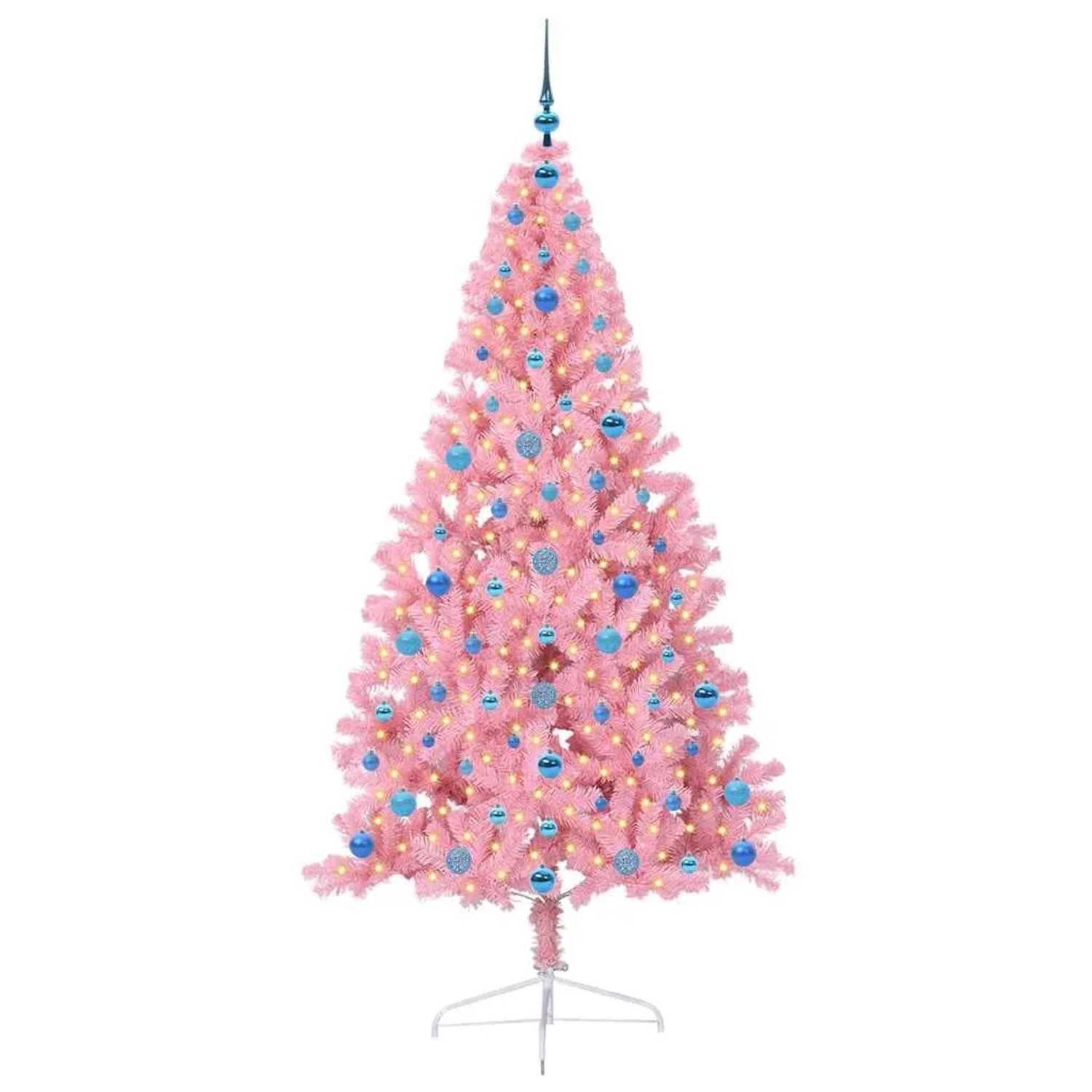vidaXL Künstlicher Vorbeleuchteter Weihnachtsbaum Rosa 210 cm PVC 3397096