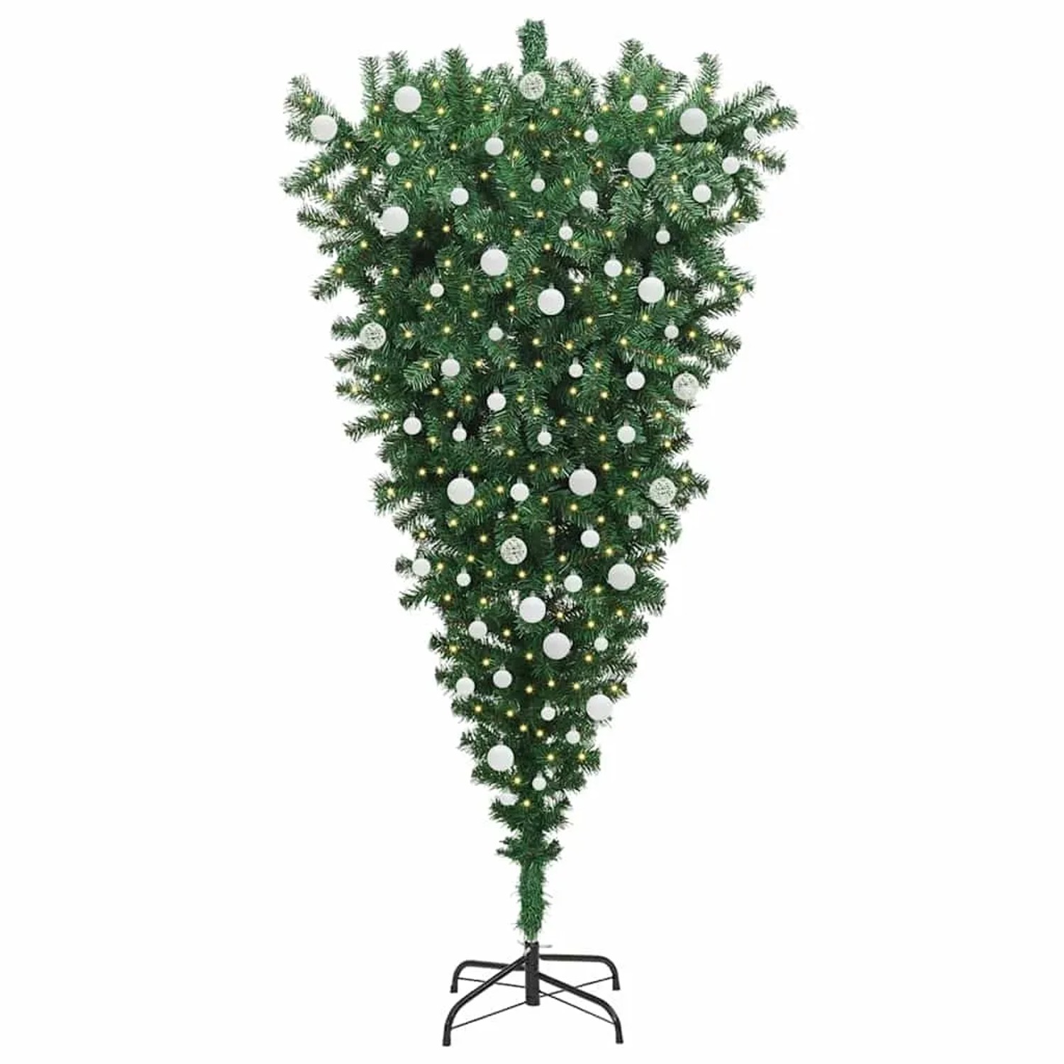 vidaXL Umgedrehter Kunst Weihnachtsbaum mit Kugelset Grün 180 cm PVC 3396867
