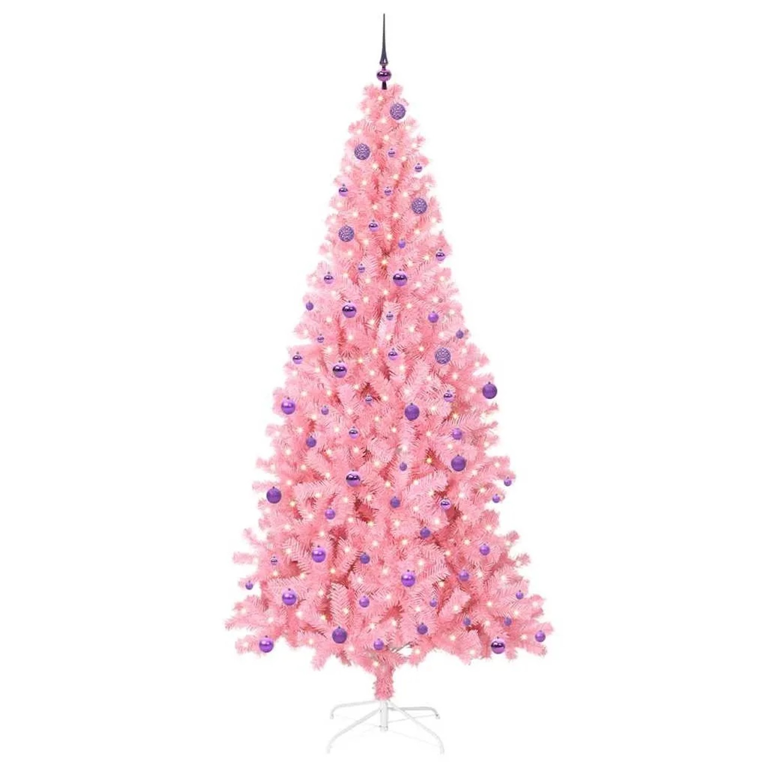 vidaXL Weihnachtsbaum mit 300 LEDs mit Ständer Rosa 240 cm PVC 3396453