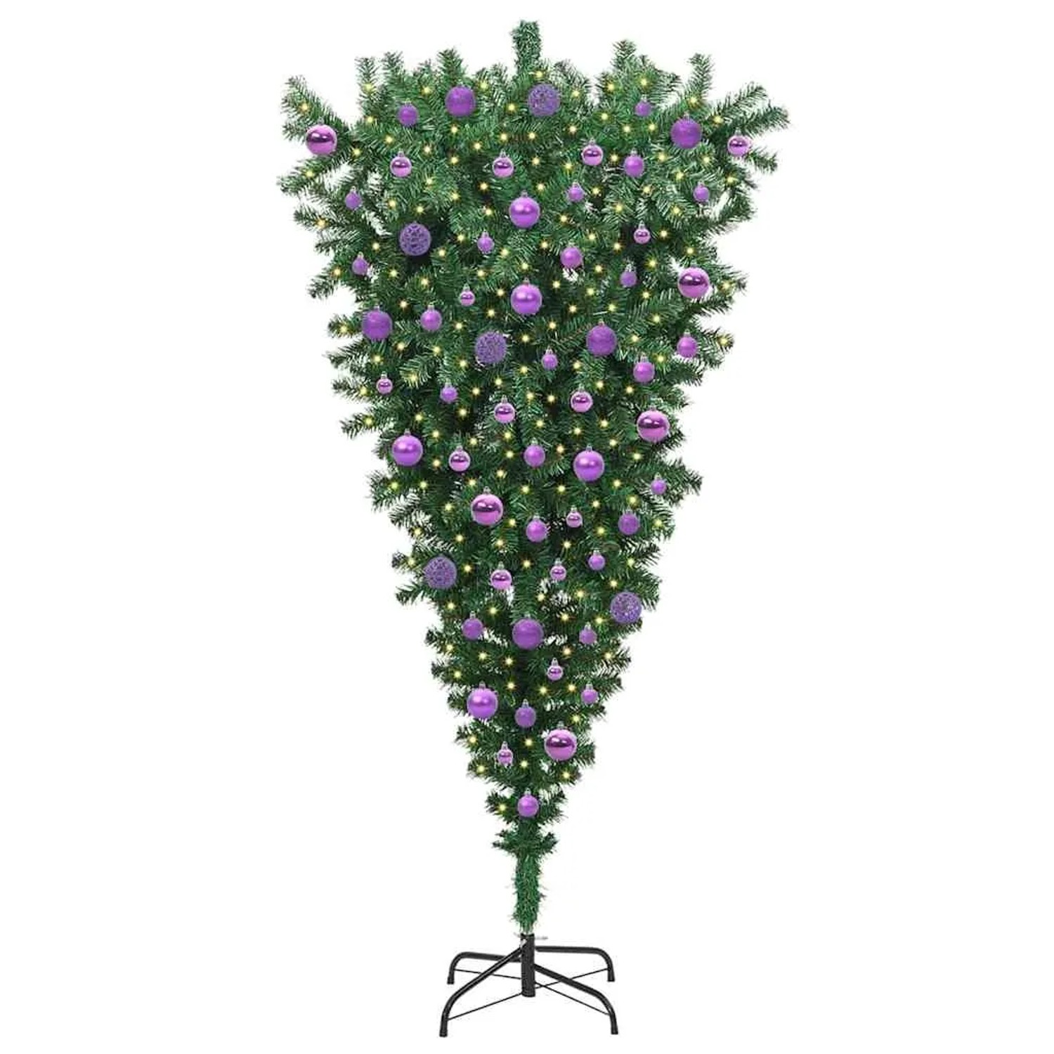 vidaXL Umgedrehter Kunst Weihnachtsbaum mit Kugelset Grün 180 cm PVC 3396870