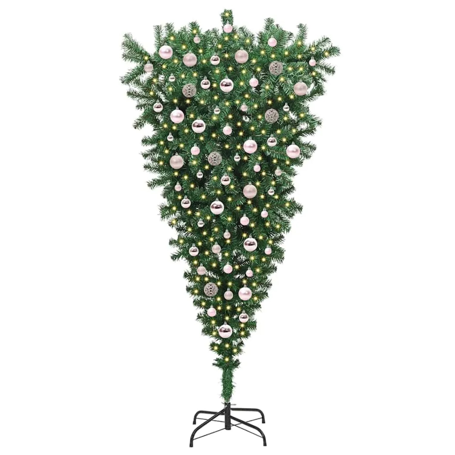 vidaXL Umgedrehter Kunst Weihnachtsbaum mit Kugelset Grün 180 cm PVC 3396866