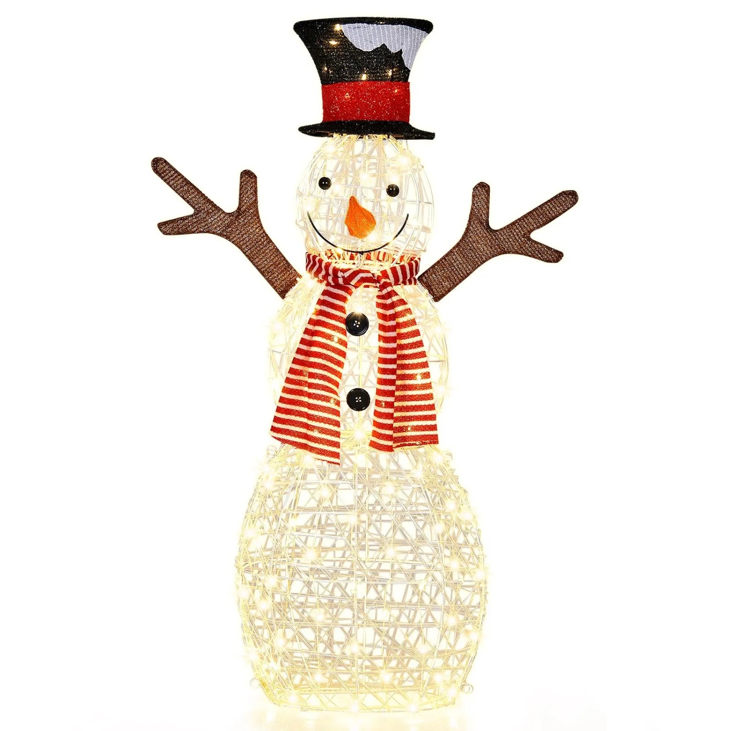 Costway Led Schneemann Weihnachtsdeko mit 80 Led-Lichtern 110 cm