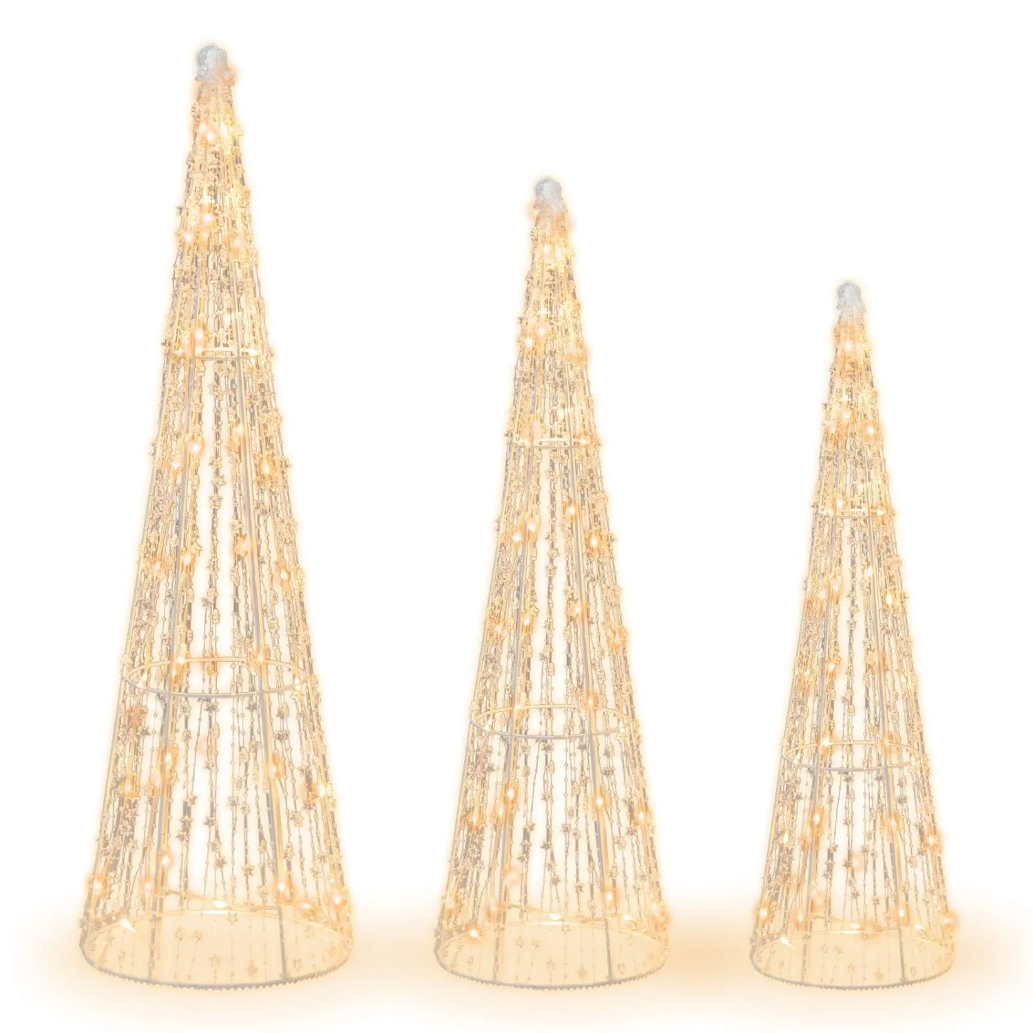 Costway 3 Stück Led Pyramide Lichterkegel Weihnachtsdeko