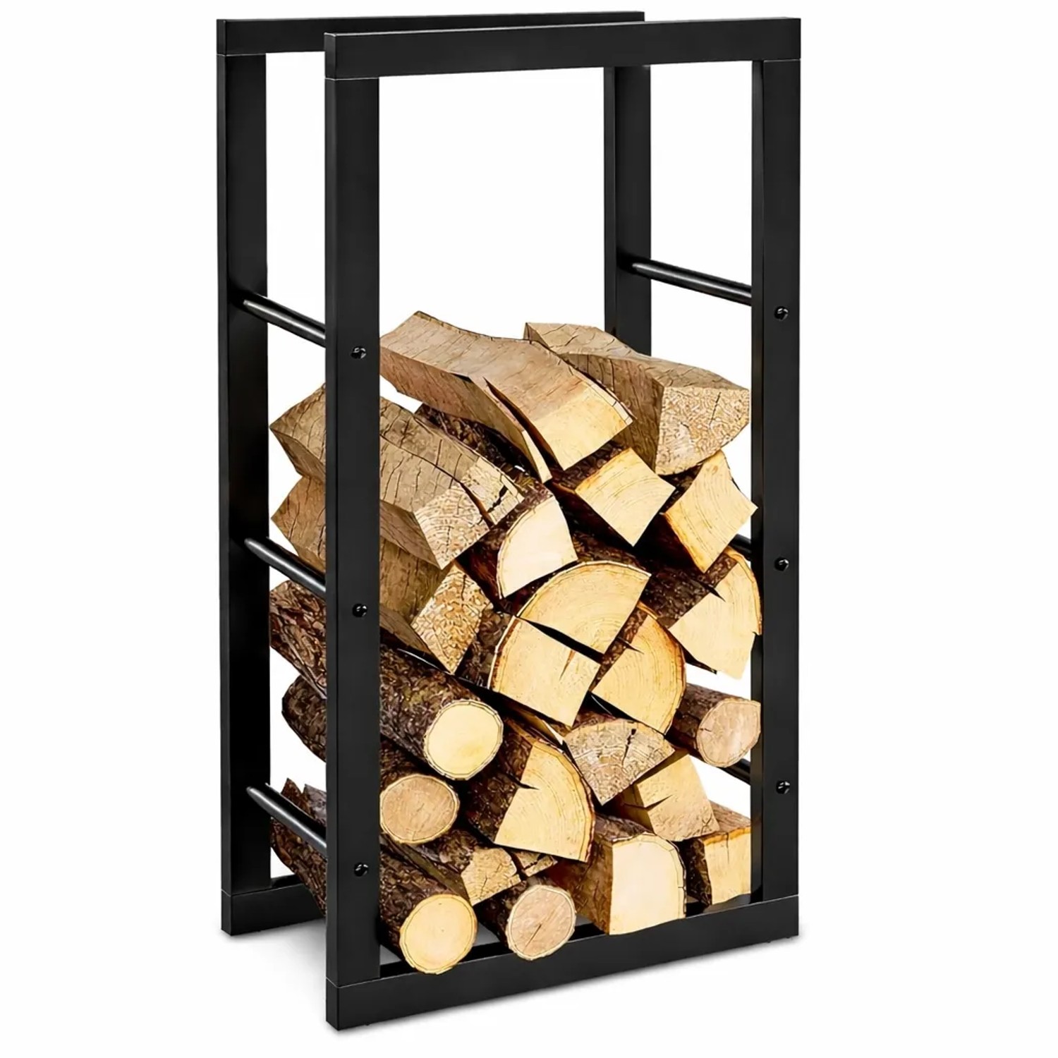 BLACK OAK Kaminholzregal JACK 100×40×25 cm – Schlankes Holzregal aus Stahl Pulverbeschichtet für Kaminholz Innenbereich, Stabil & Modern