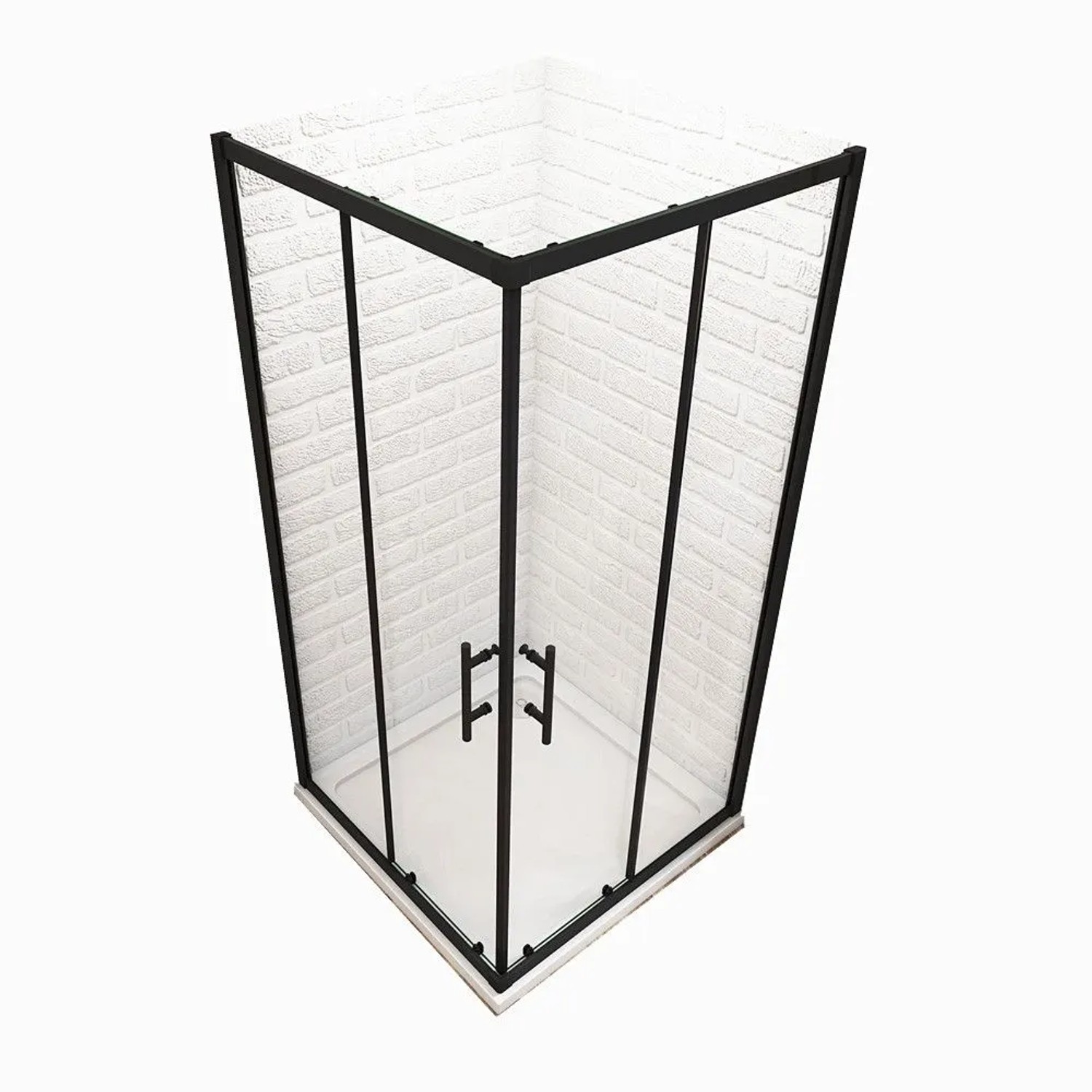 Duschparadies Duschkabinen 120x70x190cm Eckeinstieg Duschen Schiebetür 6mm Nano Glas Schwarz Eckdusche