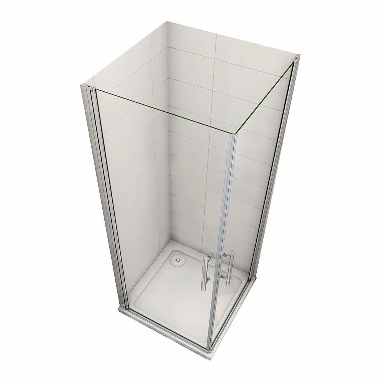 Duschparadies Duschkabinen Drehtür 100 x 80 x 185cm Eckeinstieg Dusche Duschwand 6mm Nano Klarglas Verchromt