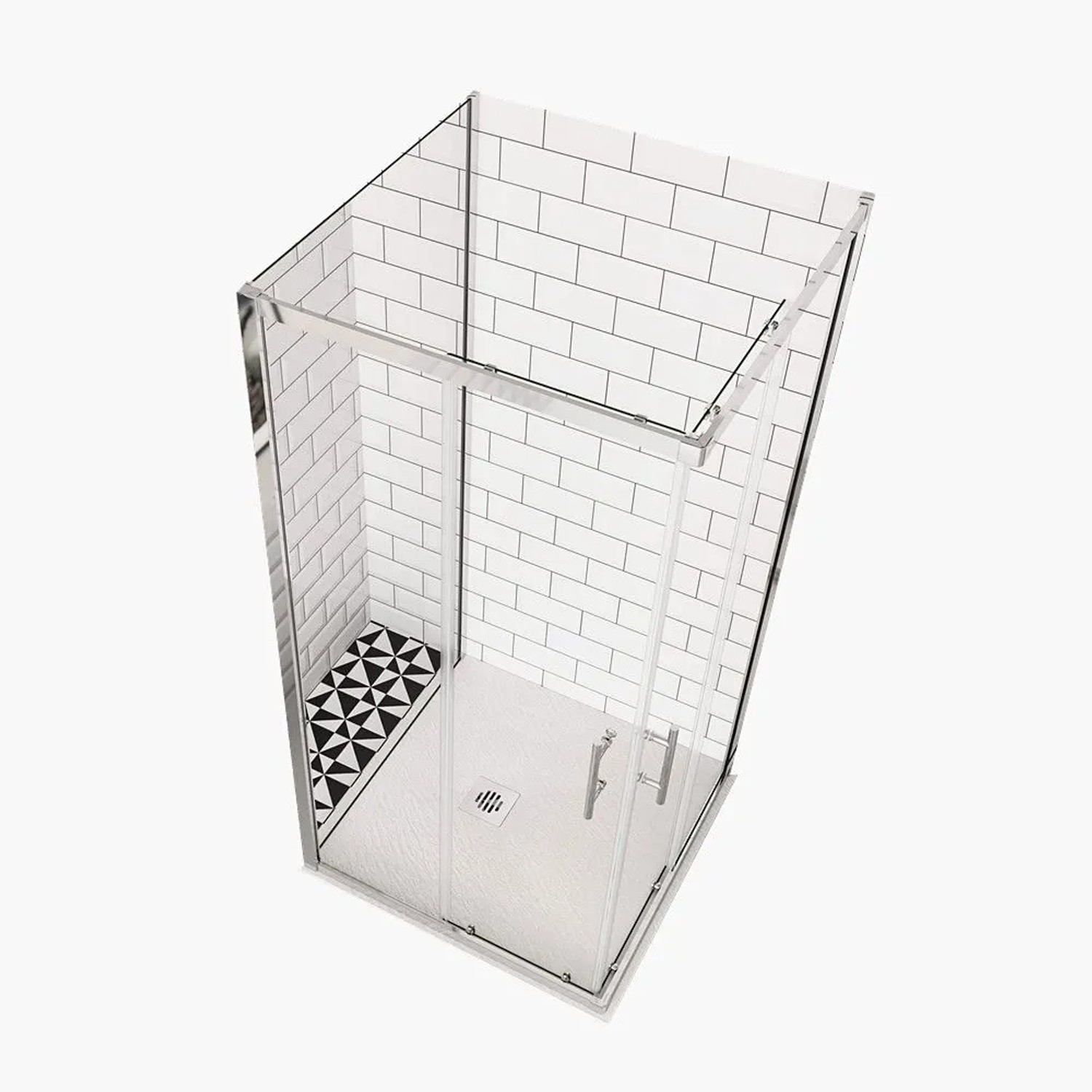 Duschparadies U Duschkabinen 90x70x70x185cm Duschen Schiebetür 6mm Glas Hochglanz Verchromt Eckdusche