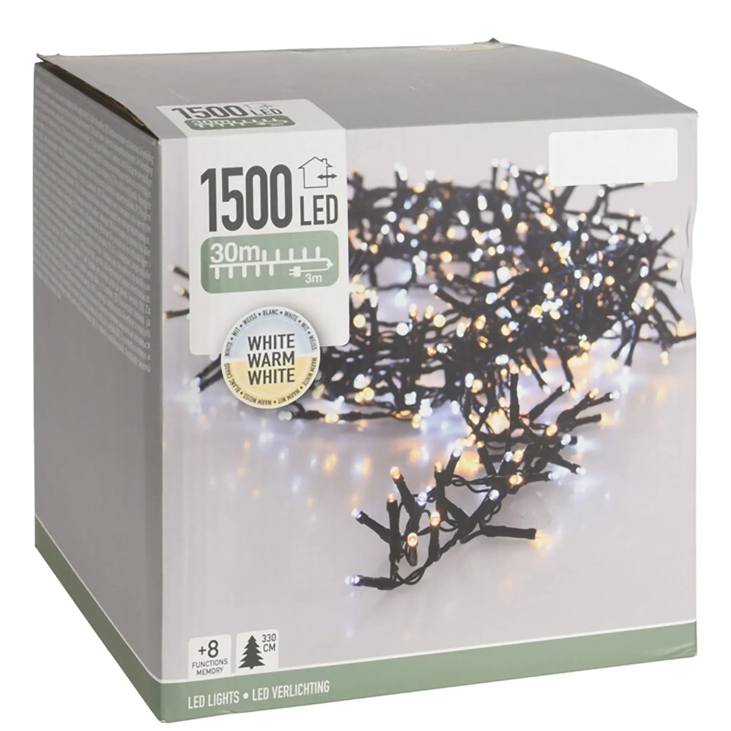 LED-Lichterkette 1.500 LEDs 30 m Warmweiß und Kaltweiß