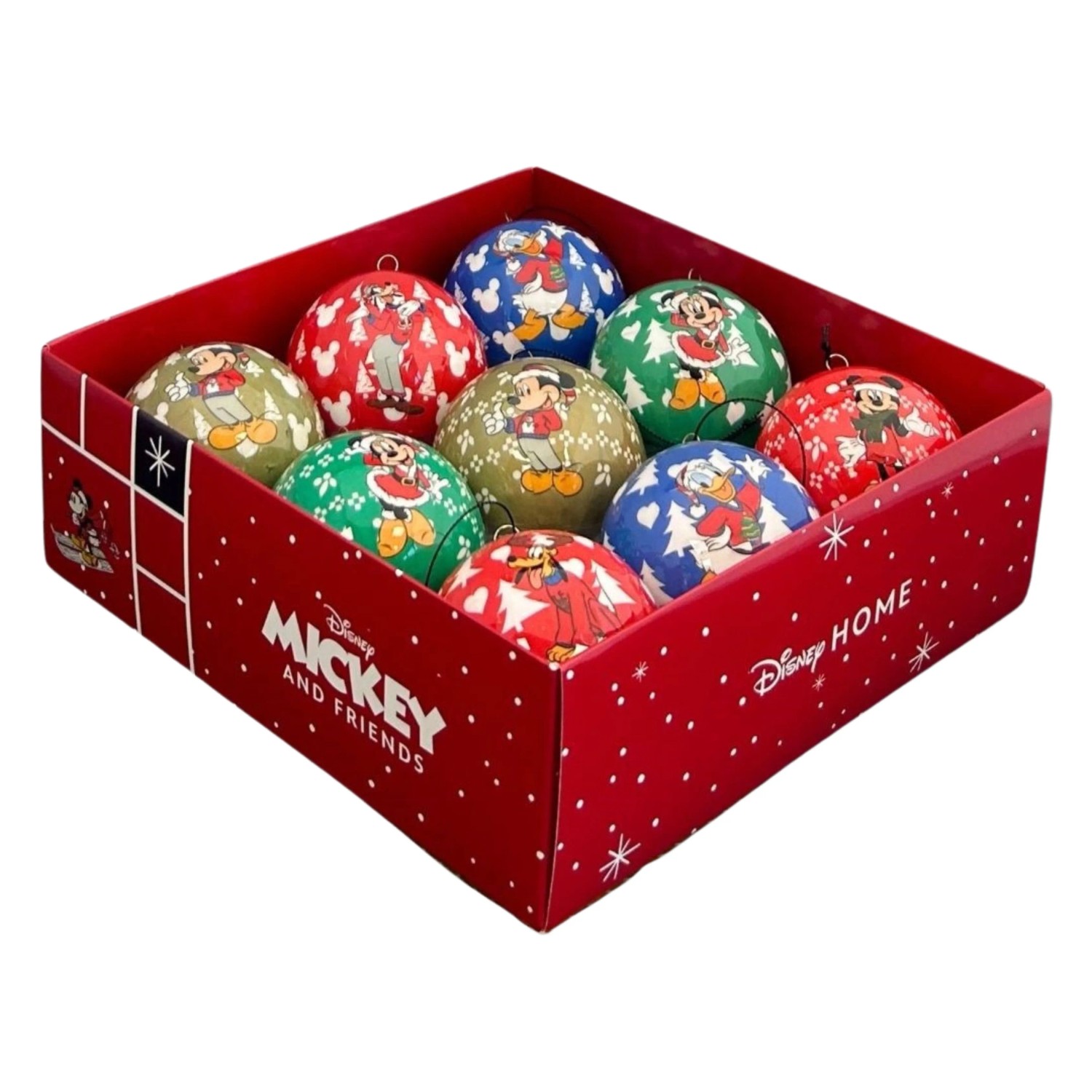 Disney Weihnachtskugeln-Set Vintage Mickey u. Freunde Ø 7,5 cm Mehrfarbig 9 Stk.