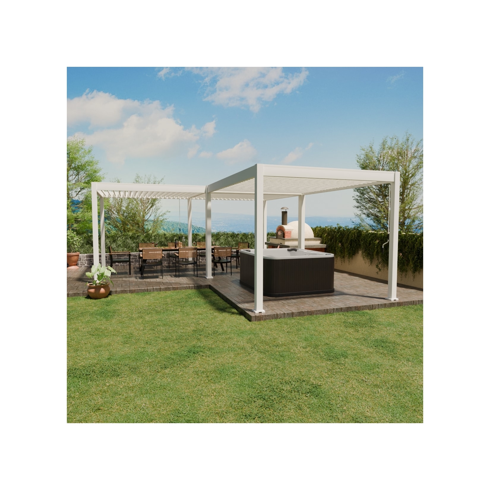Weide Deluxe Pavillon Terrassenüberdachung Aluminium 6 X 7 M +Verbindung 3 M
