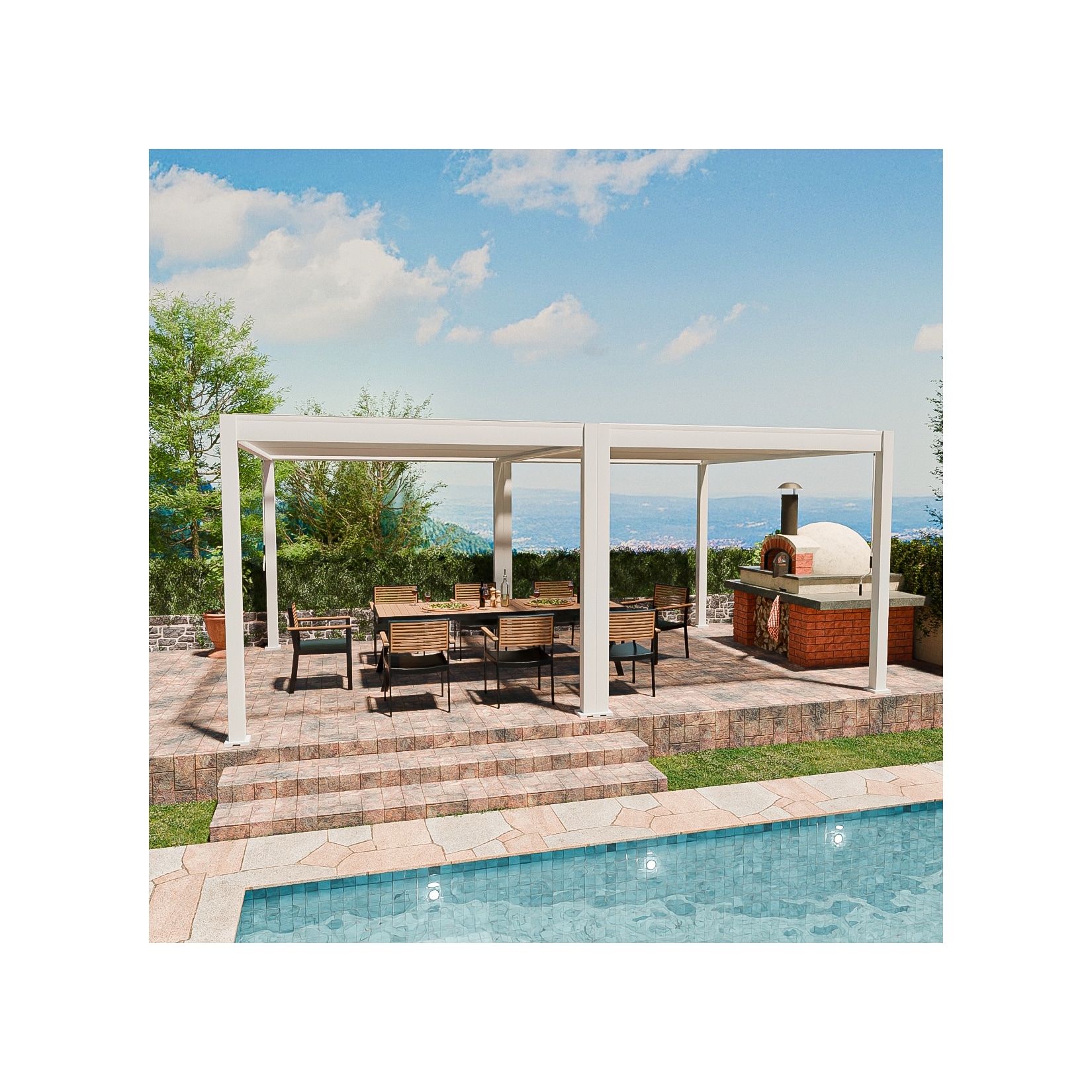 Weide Classic Pergola Aluminium Freistehend 4 X 6 M Weiß