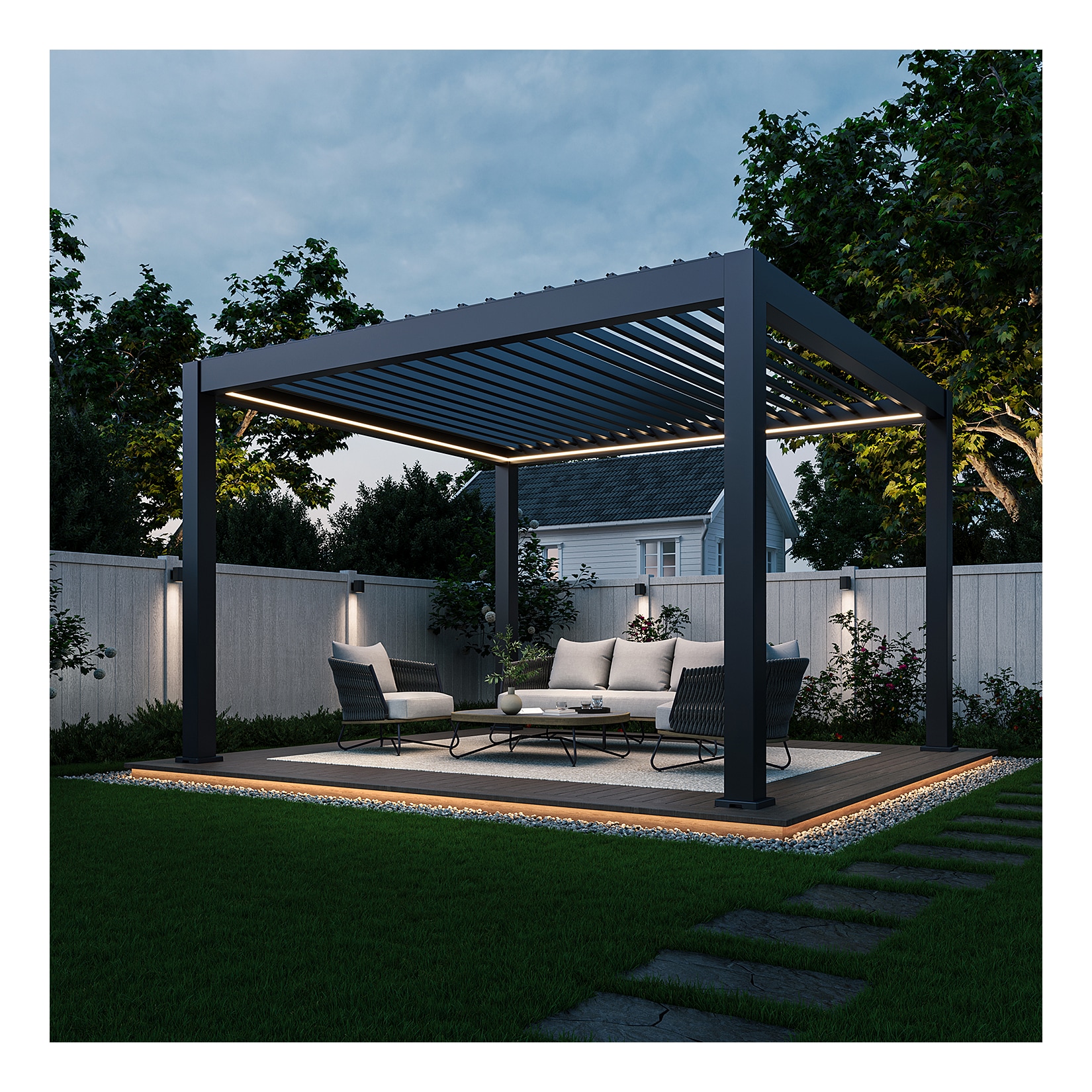 Weide Prestige Pavillon Terrassenüberdachung Alu Led 3,6X4 M
