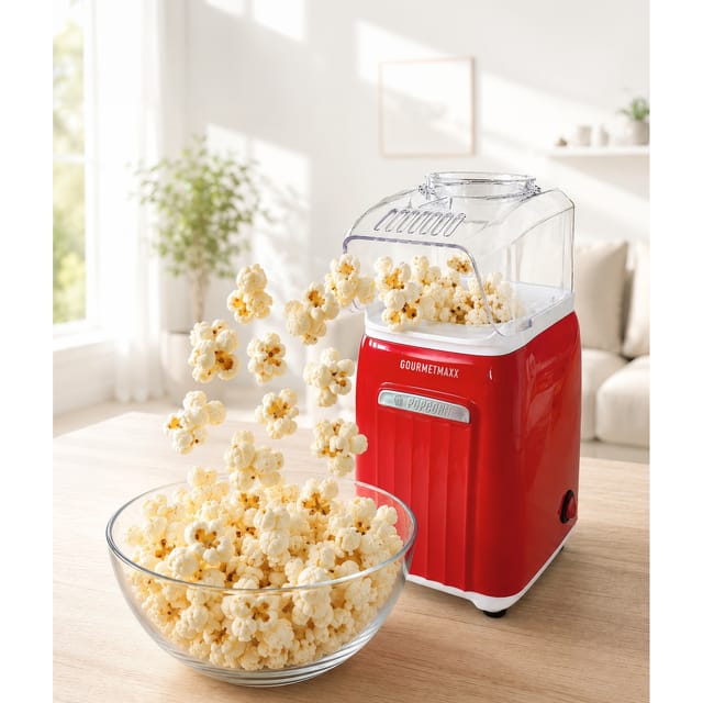 GOURMETmaxx Popcorn-Maschine 1200W rot/weiß Retro