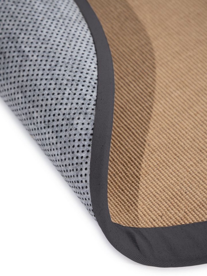 carpetfine Sisalteppich Sisal, auch als Läufer erhältlich, rund, Höhe: 5 mm, mit farbiger Bordüre, Anti Rutsch Rückseite, viele Größen, Wohnzimmer