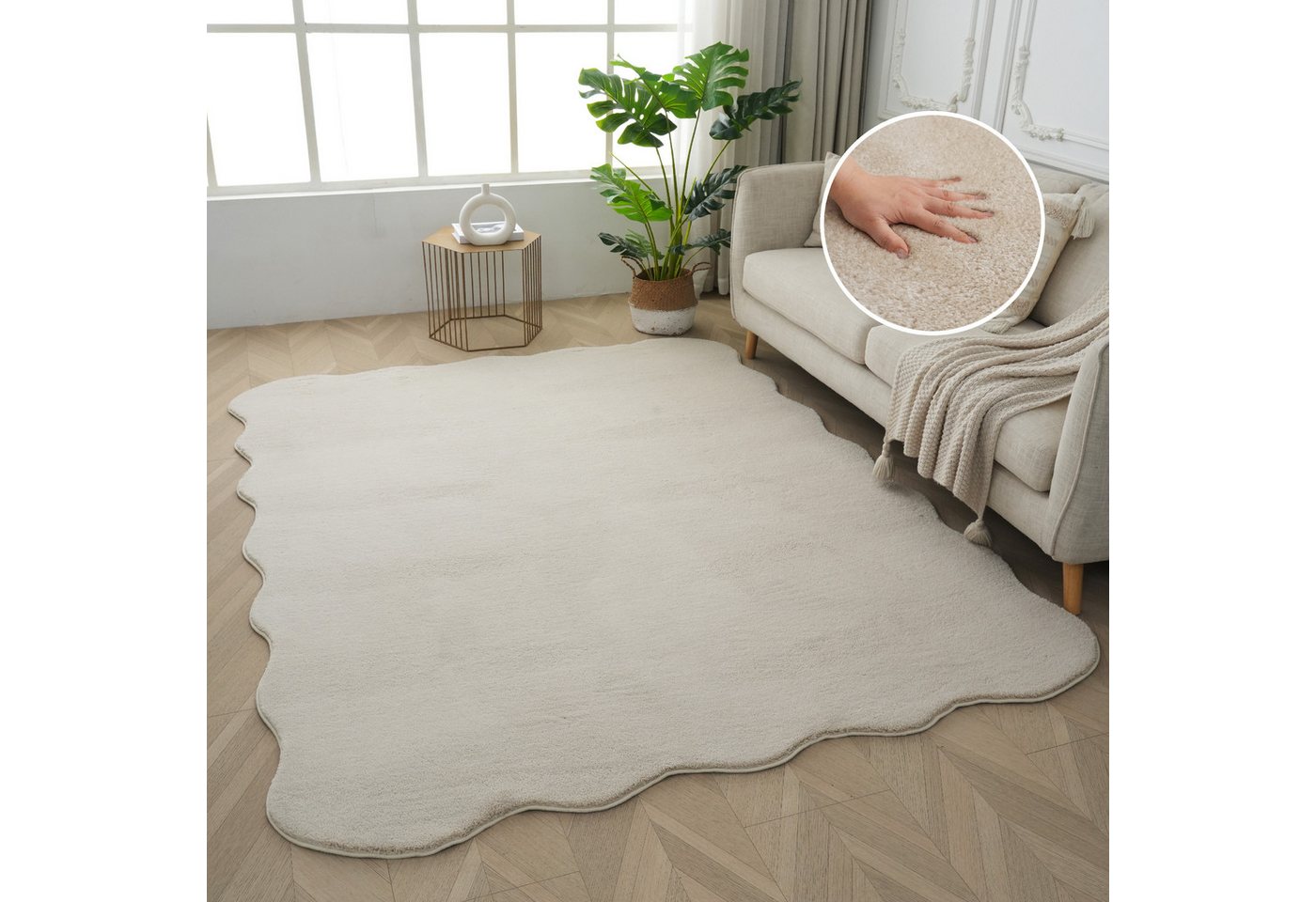 OTTO home Teppich Cali, in Standard- und Premium-Qualität, 13 mm oder 16 mm Höhe, wellenförmig, Uni-Farben, kuschelig, & weich, waschbar, Wohnzimmer, Schlafzimmer Bild 2