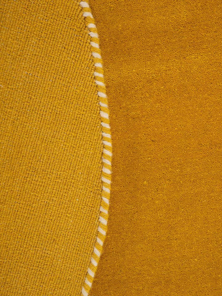 carpetfine Wollteppich Gabbeh Lola Uni, rund, Höhe: 14 mm, mit natürlichem Pflanzenmaterial von Hand gewebt, auch in Rund
