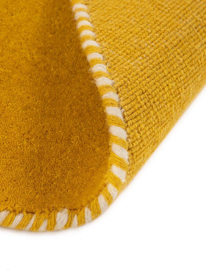 carpetfine Wollteppich Gabbeh Lola Uni, rund, Höhe: 14 mm, mit natürlichem Pflanzenmaterial von Hand gewebt, auch in Rund Bild 2
