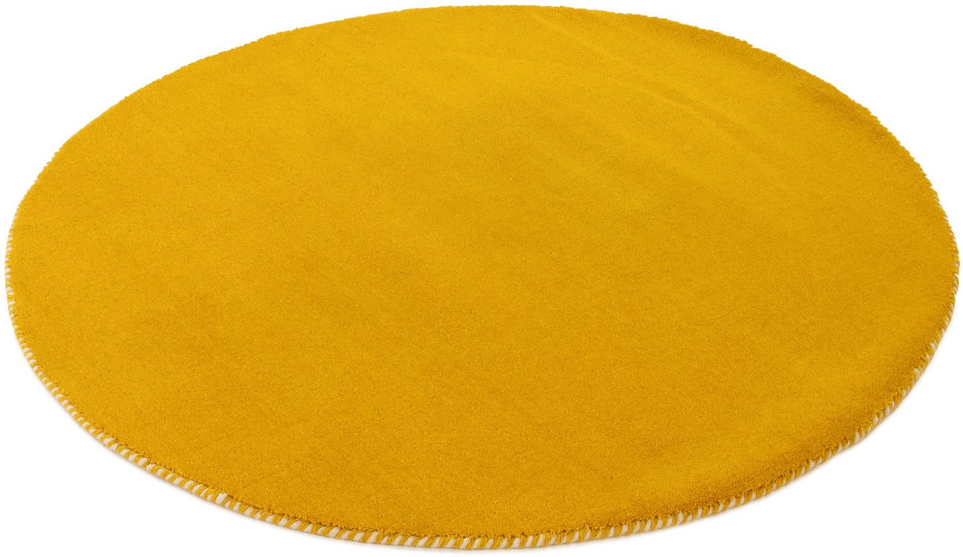 carpetfine Wollteppich Gabbeh Lola Uni, rund, Höhe: 14 mm, mit natürlichem Pflanzenmaterial von Hand gewebt, auch in Rund Bild 3