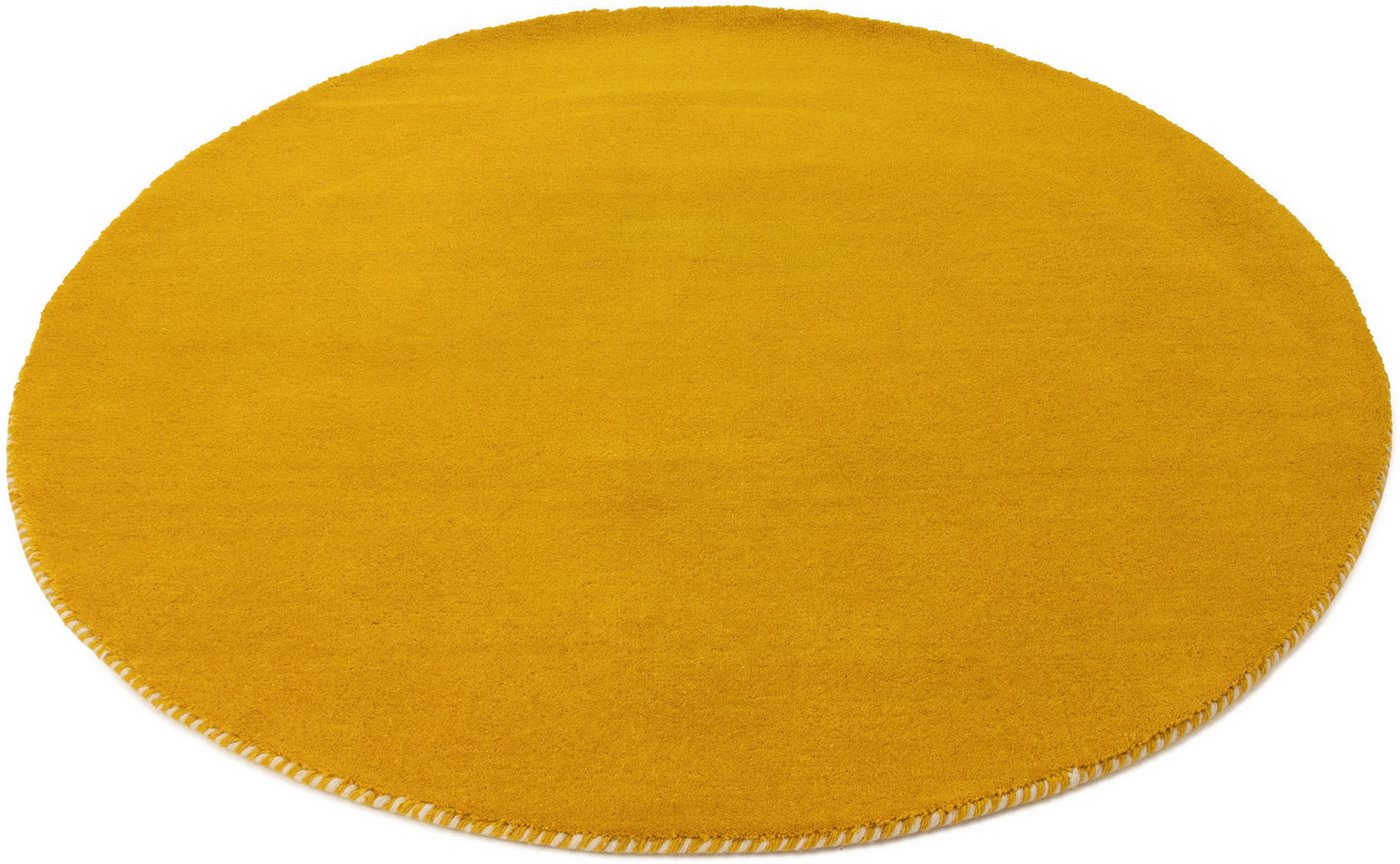 carpetfine Wollteppich Gabbeh Lola Uni, rund, Höhe: 14 mm, mit natürlichem Pflanzenmaterial von Hand gewebt, auch in Rund Bild 4
