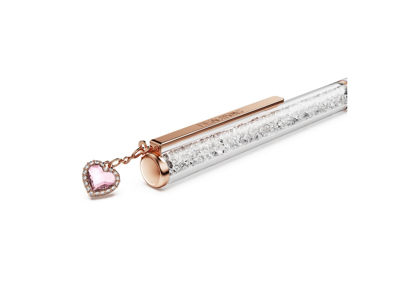 Swarovski Drehkugelschreiber Schreibgerät Geschenk CRYSTALLINE mit Herz-Charm, mit Swarovski® Kristallen