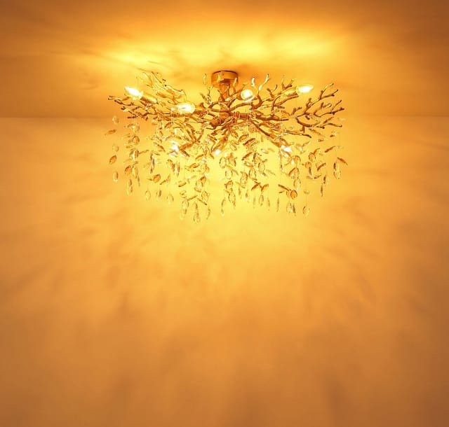 GLOBO LIGHTING Deckenleuchte QUEENA, ohne Leuchtmittel, Deckenleuchte gold Kristall, E14, elegant, flexibler Look