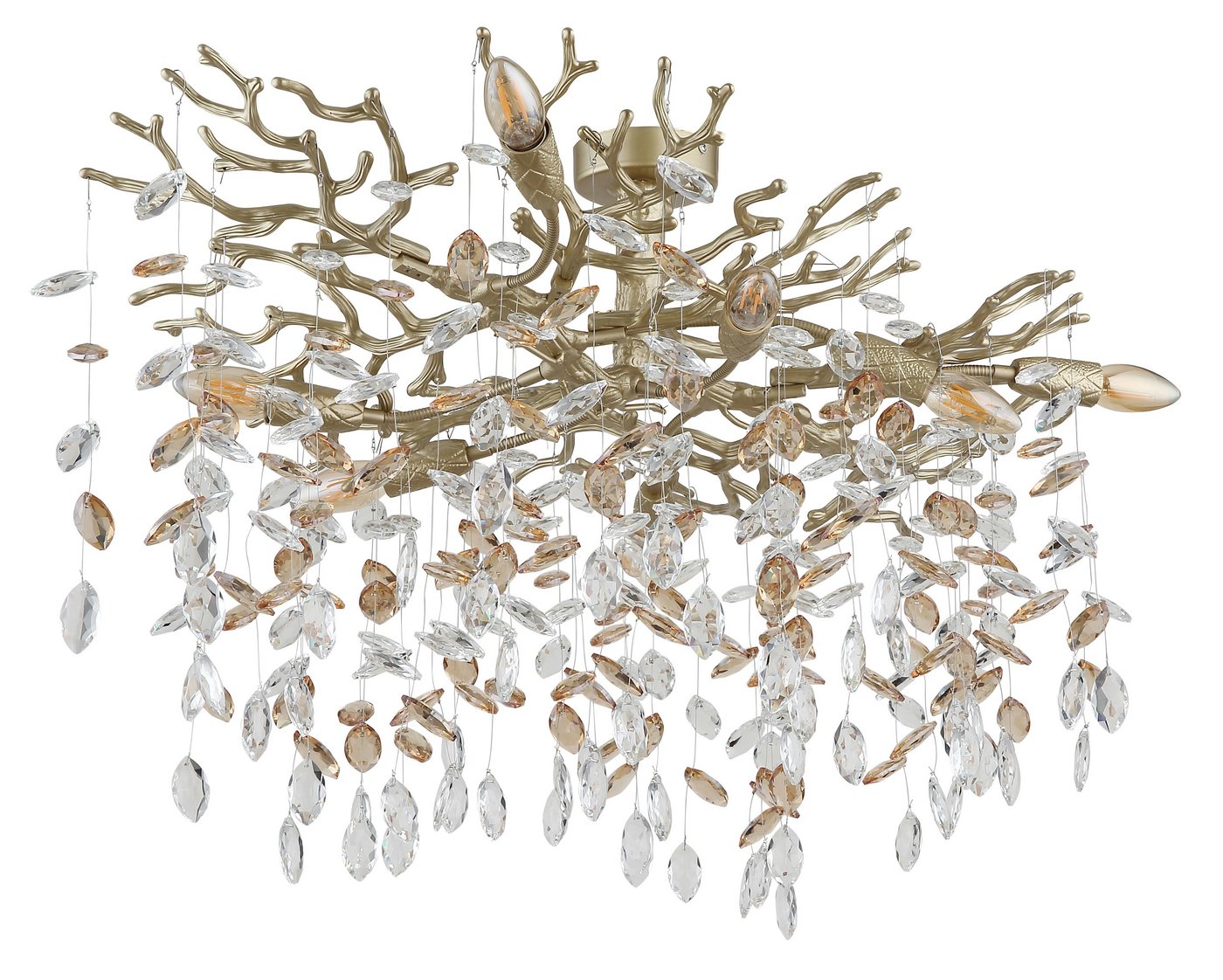 GLOBO LIGHTING Deckenleuchte QUEENA, ohne Leuchtmittel, Deckenleuchte gold Kristall, E14, elegant, flexibler Look Bild 2