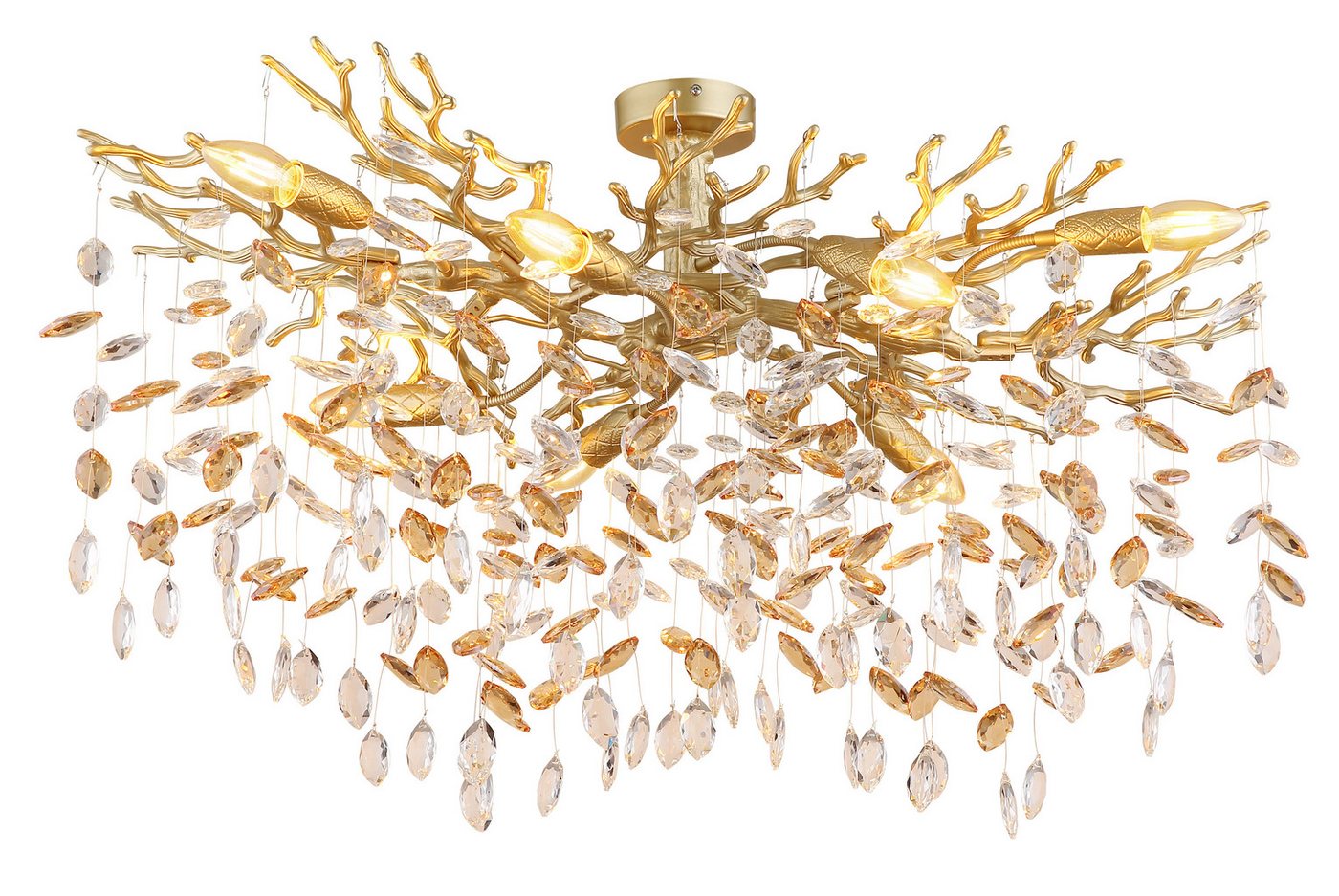 GLOBO LIGHTING Deckenleuchte QUEENA, ohne Leuchtmittel, Deckenleuchte gold Kristall, E14, elegant, flexibler Look Bild 3