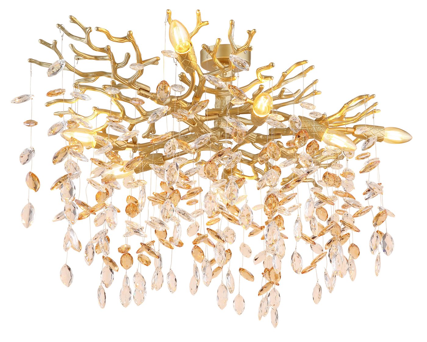 GLOBO LIGHTING Deckenleuchte QUEENA, ohne Leuchtmittel, Deckenleuchte gold Kristall, E14, elegant, flexibler Look Bild 4
