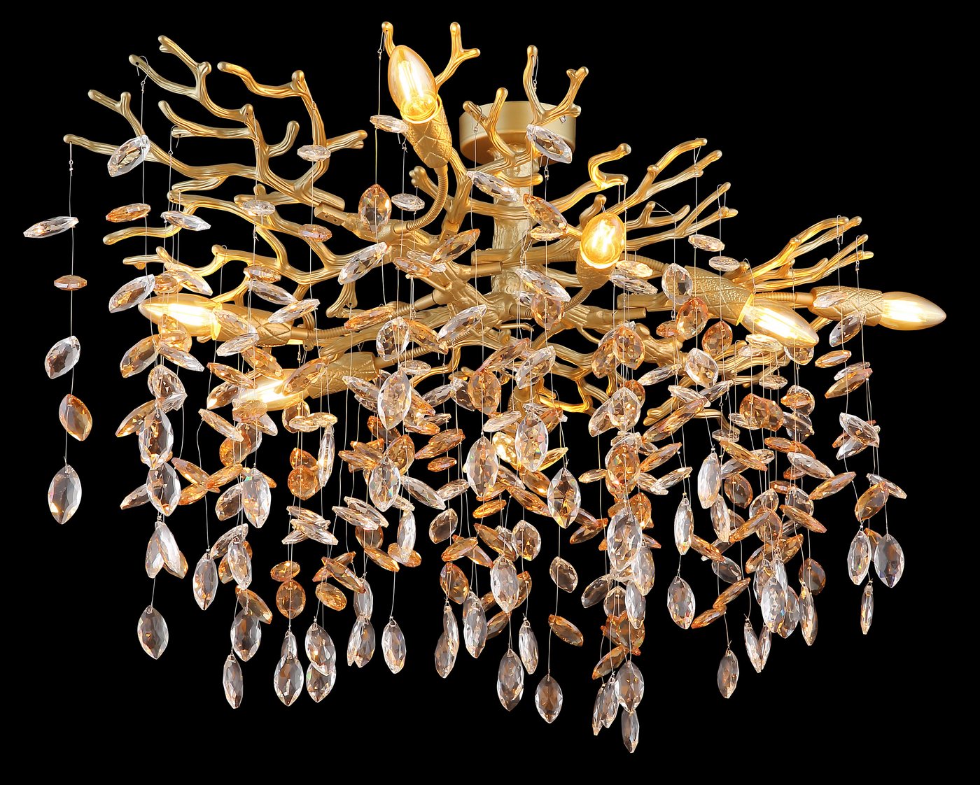 GLOBO LIGHTING Deckenleuchte QUEENA, ohne Leuchtmittel, Deckenleuchte gold Kristall, E14, elegant, flexibler Look Bild 5